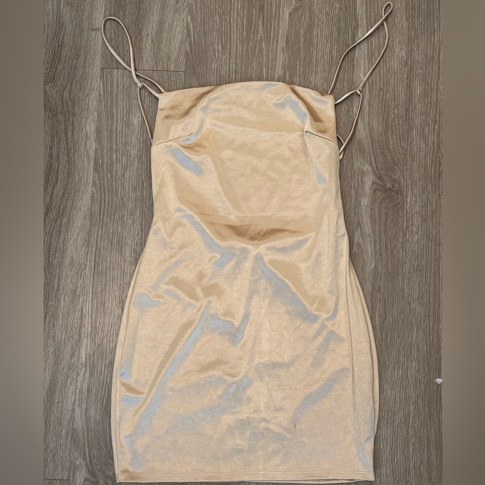 Fashion Nova Tan Spaghetti Strap Slip Dress